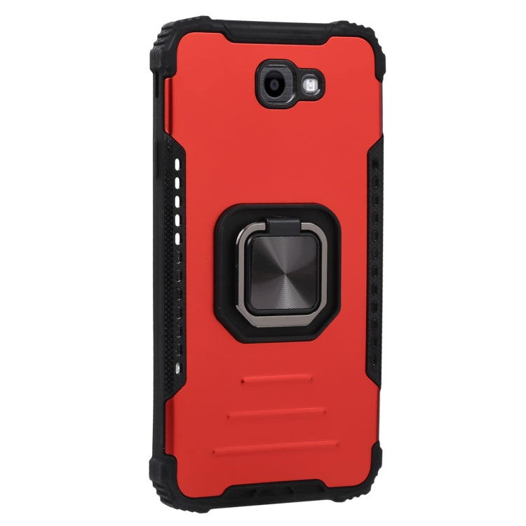 For Samsung Galaxy J7 Prime Fine Hole Version Fierce Warrior Series Armor All-inclusive Shockproof Aluminum Alloy + TPU Phone Case with Ring Holder