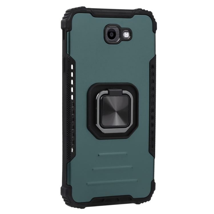 For Samsung Galaxy J7 Prime Fine Hole Version Fierce Warrior Series Armor All-inclusive Shockproof Aluminum Alloy + TPU Phone Case with Ring Holder