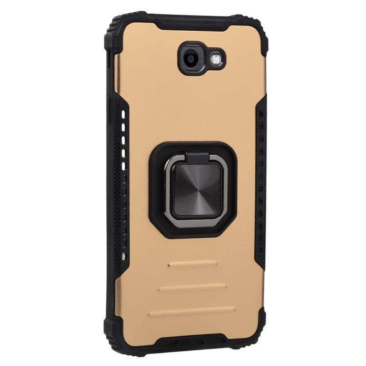 For Samsung Galaxy J7 Prime Fine Hole Version Fierce Warrior Series Armor All-inclusive Shockproof Aluminum Alloy + TPU Phone Case with Ring Holder