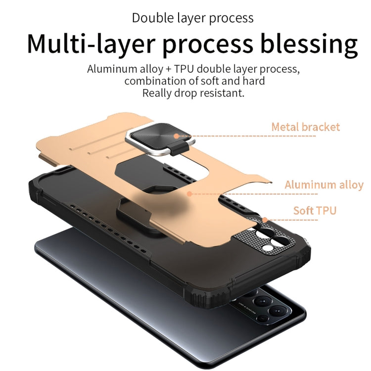 For Samsung Galaxy J7 Prime Fine Hole Version Fierce Warrior Series Armor All-inclusive Shockproof Aluminum Alloy + TPU Phone Case with Ring Holder