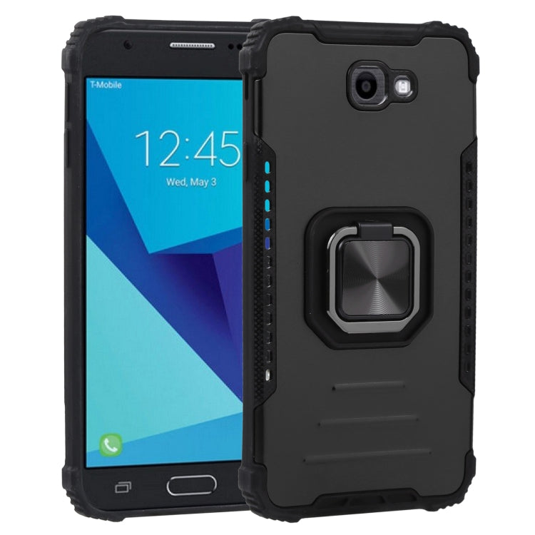 For Samsung Galaxy J7 Prime Fine Hole Version Fierce Warrior Series Armor All-inclusive Shockproof Aluminum Alloy + TPU Phone Case with Ring Holder