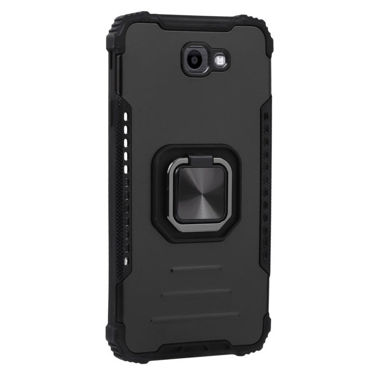 For Samsung Galaxy J7 Prime Fine Hole Version Fierce Warrior Series Armor All-inclusive Shockproof Aluminum Alloy + TPU Phone Case with Ring Holder