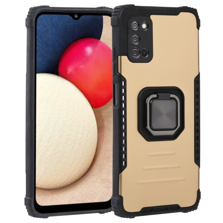For Samsung Galaxy A03s 166mm Fierce Warrior Series Armor All-inclusive Shockproof Aluminum Alloy + TPU Phone Case with Ring Holder