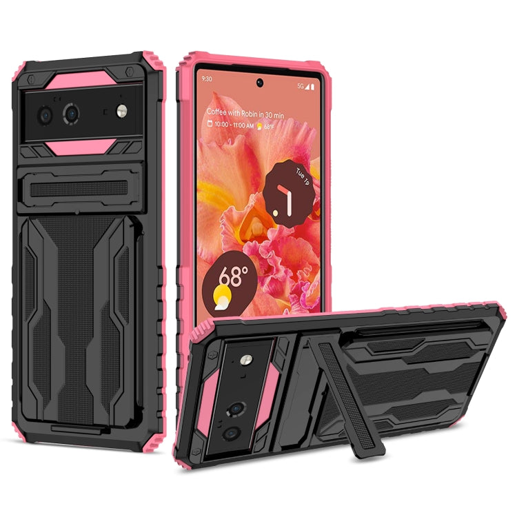 For Google Pixel 6 Armor Card PC + TPU Shockproof Phone Case with Card Slot & Invisible Holder