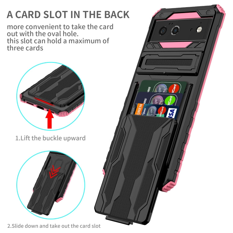 For Google Pixel 6 Armor Card PC + TPU Shockproof Phone Case with Card Slot & Invisible Holder