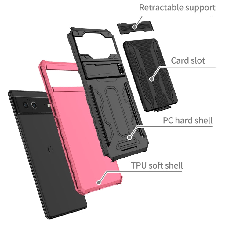 For Google Pixel 6 Armor Card PC + TPU Shockproof Phone Case with Card Slot & Invisible Holder