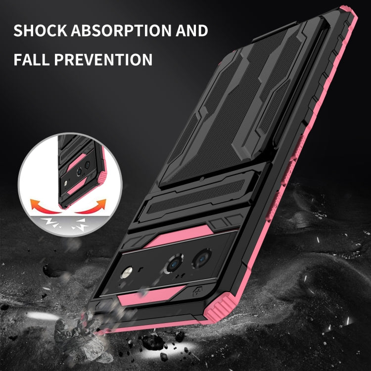 For Google Pixel 6 Armor Card PC + TPU Shockproof Phone Case with Card Slot & Invisible Holder