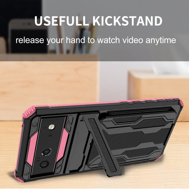 For Google Pixel 6 Armor Card PC + TPU Shockproof Phone Case with Card Slot & Invisible Holder