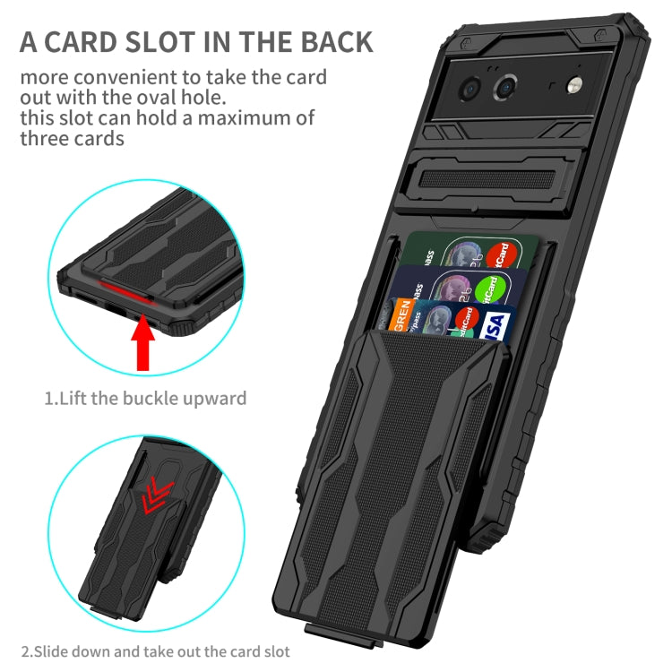 For Google Pixel 6 Armor Card PC + TPU Shockproof Phone Case with Card Slot & Invisible Holder