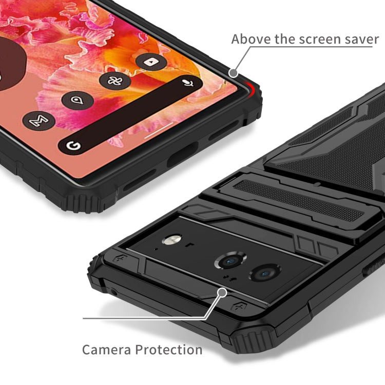 For Google Pixel 6 Armor Card PC + TPU Shockproof Phone Case with Card Slot & Invisible Holder