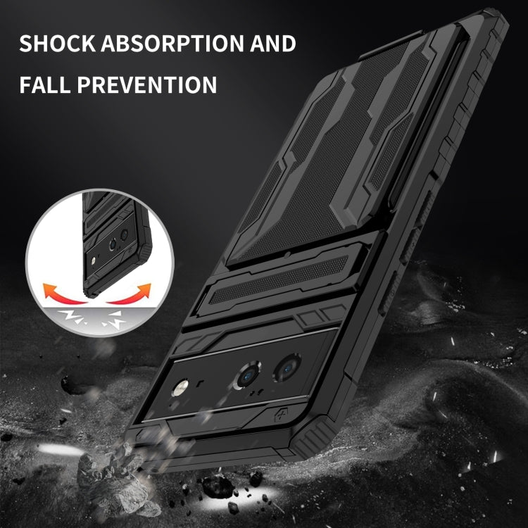 For Google Pixel 6 Armor Card PC + TPU Shockproof Phone Case with Card Slot & Invisible Holder