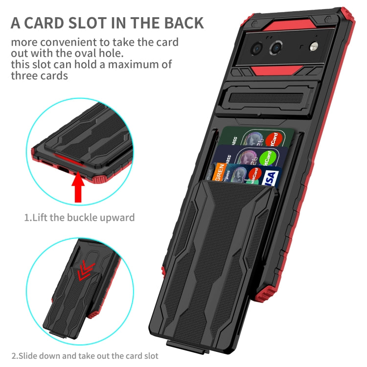 For Google Pixel 6 Armor Card PC + TPU Shockproof Phone Case with Card Slot & Invisible Holder
