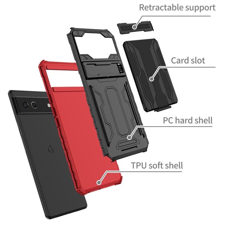 For Google Pixel 6 Armor Card PC + TPU Shockproof Phone Case with Card Slot & Invisible Holder