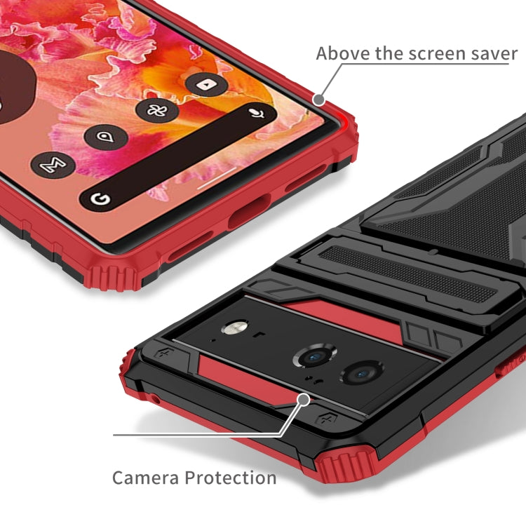 For Google Pixel 6 Armor Card PC + TPU Shockproof Phone Case with Card Slot & Invisible Holder