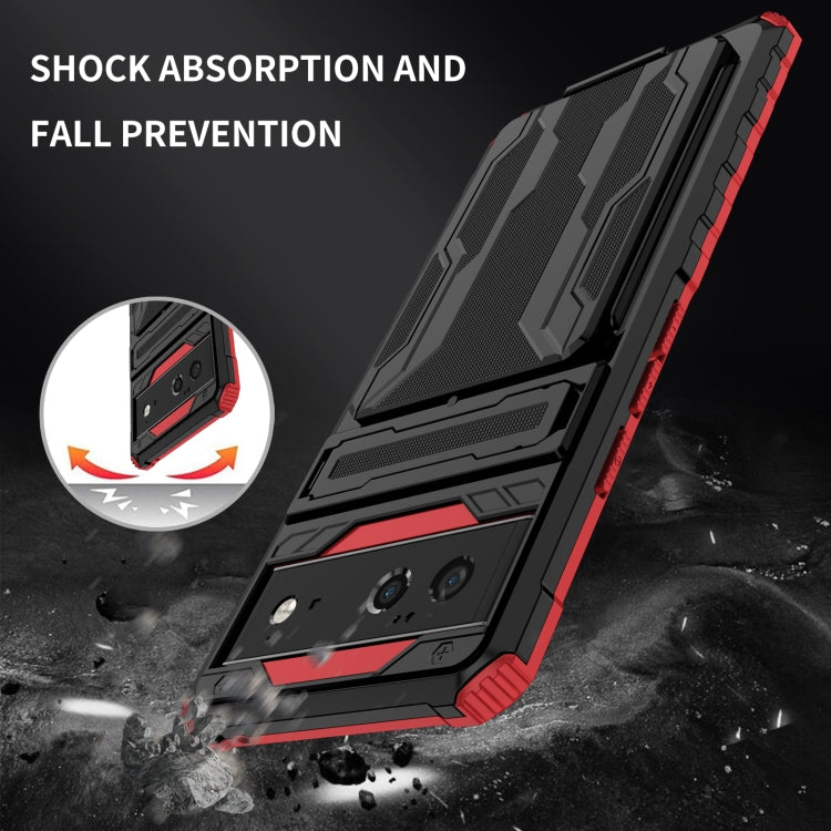 For Google Pixel 6 Armor Card PC + TPU Shockproof Phone Case with Card Slot & Invisible Holder