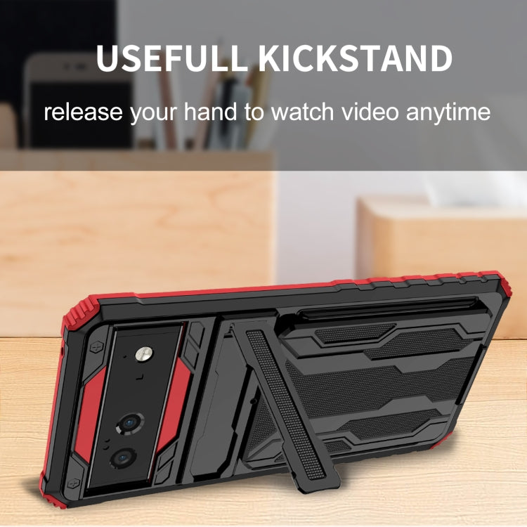 For Google Pixel 6 Armor Card PC + TPU Shockproof Phone Case with Card Slot & Invisible Holder