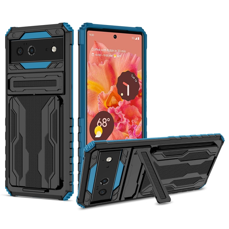 For Google Pixel 6 Armor Card PC + TPU Shockproof Phone Case with Card Slot & Invisible Holder
