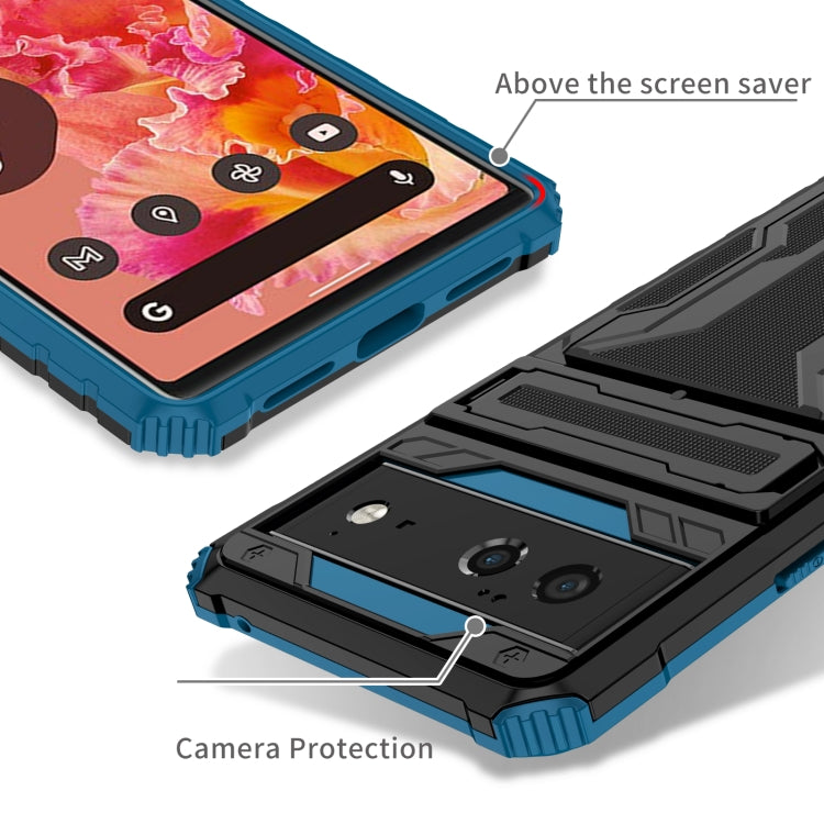 For Google Pixel 6 Armor Card PC + TPU Shockproof Phone Case with Card Slot & Invisible Holder
