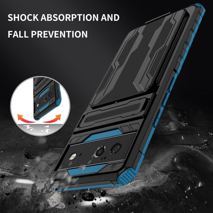 For Google Pixel 6 Armor Card PC + TPU Shockproof Phone Case with Card Slot & Invisible Holder
