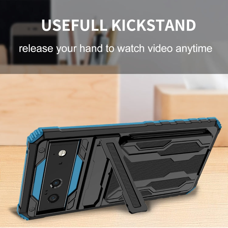 For Google Pixel 6 Armor Card PC + TPU Shockproof Phone Case with Card Slot & Invisible Holder