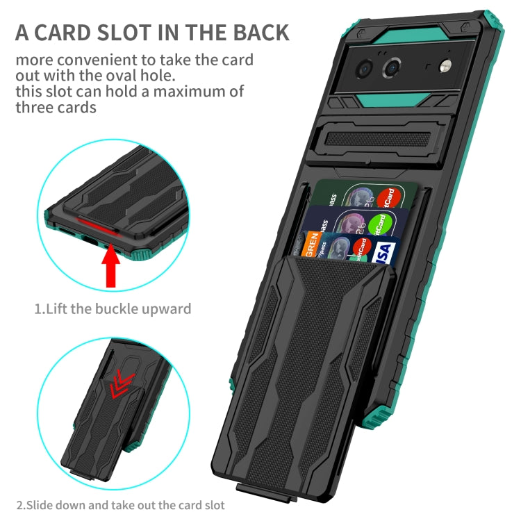 For Google Pixel 6 Armor Card PC + TPU Shockproof Phone Case with Card Slot & Invisible Holder