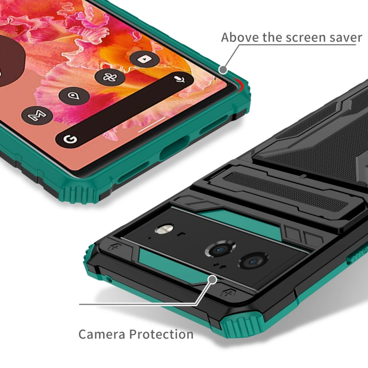 For Google Pixel 6 Armor Card PC + TPU Shockproof Phone Case with Card Slot & Invisible Holder