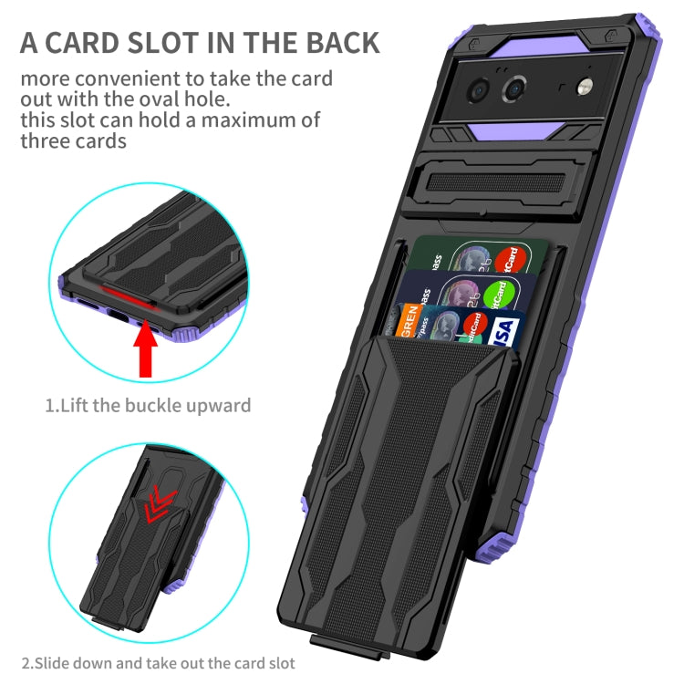 For Google Pixel 6 Armor Card PC + TPU Shockproof Phone Case with Card Slot & Invisible Holder