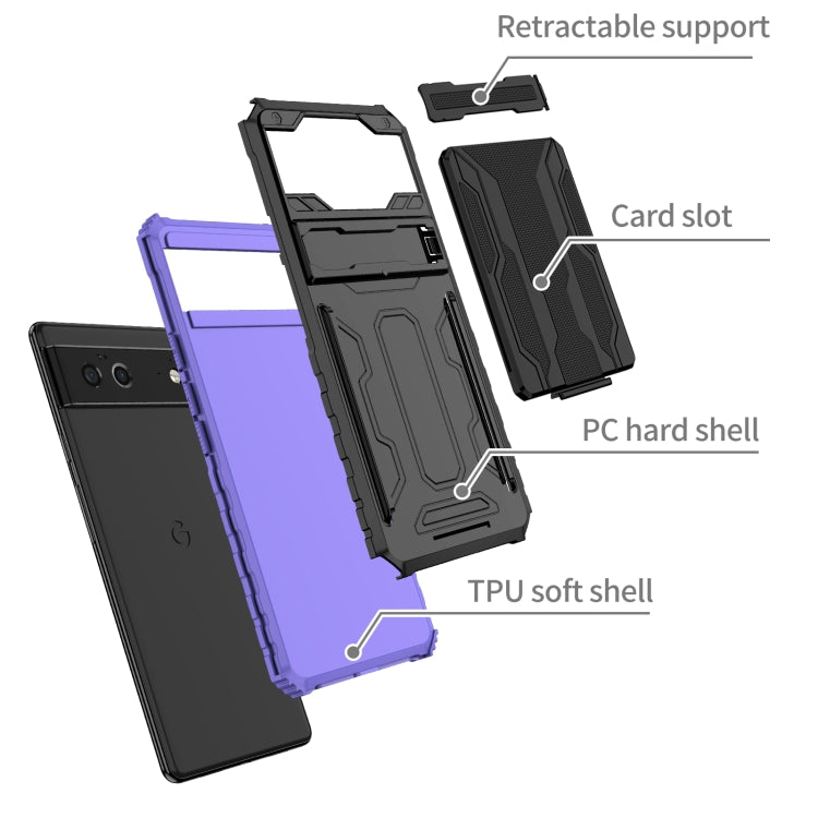 For Google Pixel 6 Armor Card PC + TPU Shockproof Phone Case with Card Slot & Invisible Holder