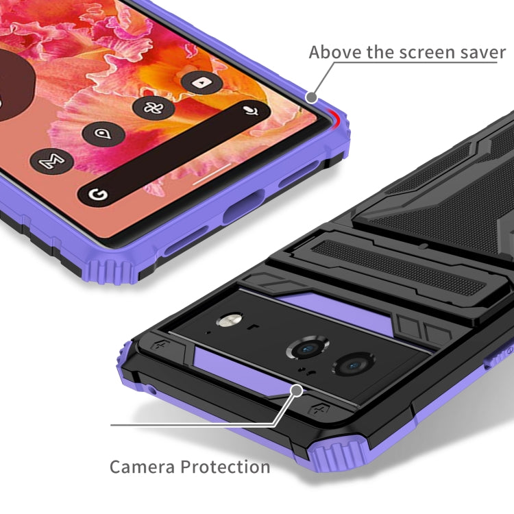 For Google Pixel 6 Armor Card PC + TPU Shockproof Phone Case with Card Slot & Invisible Holder