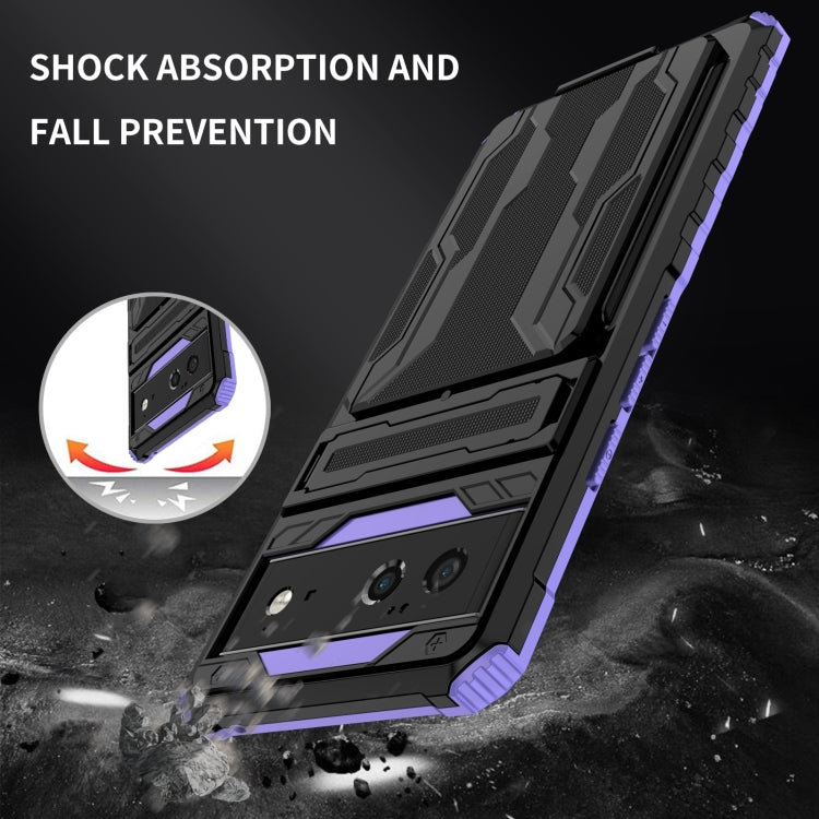 For Google Pixel 6 Armor Card PC + TPU Shockproof Phone Case with Card Slot & Invisible Holder