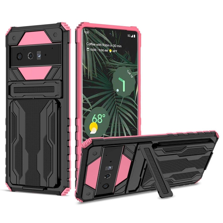For Google Pixel 6 Pro Armor Card PC + TPU Shockproof Phone Case with Card Slot & Invisible Holder