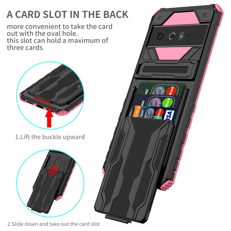 For Google Pixel 6 Pro Armor Card PC + TPU Shockproof Phone Case with Card Slot & Invisible Holder