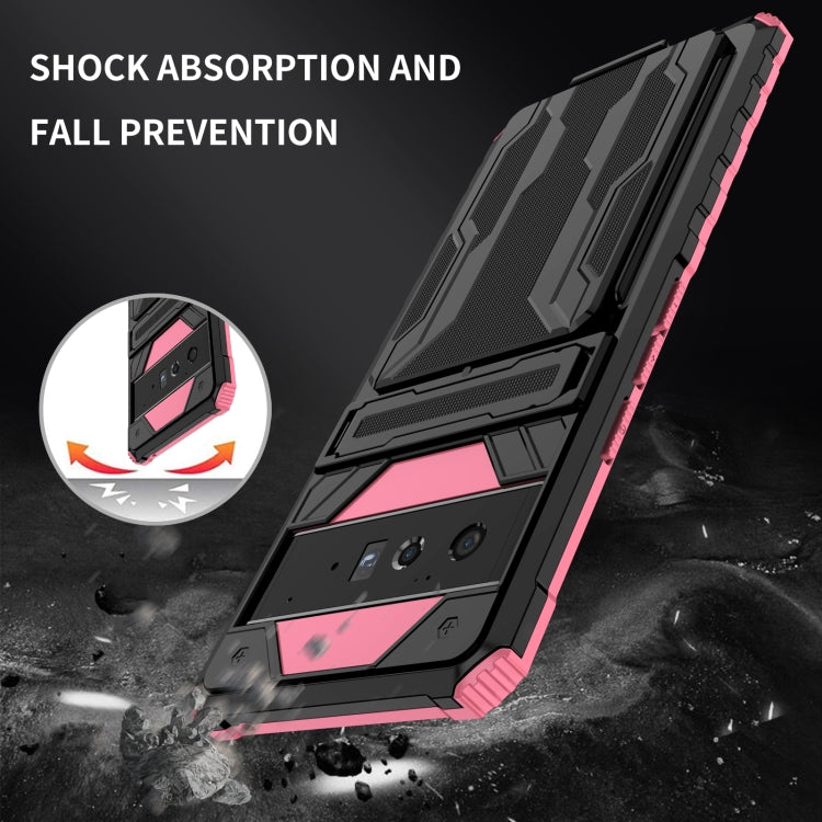 For Google Pixel 6 Pro Armor Card PC + TPU Shockproof Phone Case with Card Slot & Invisible Holder
