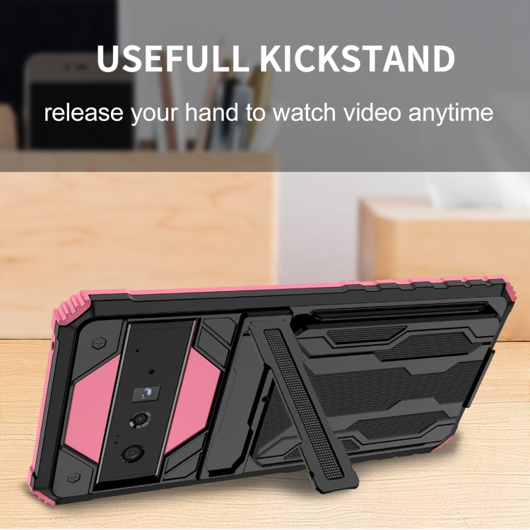 For Google Pixel 6 Pro Armor Card PC + TPU Shockproof Phone Case with Card Slot & Invisible Holder