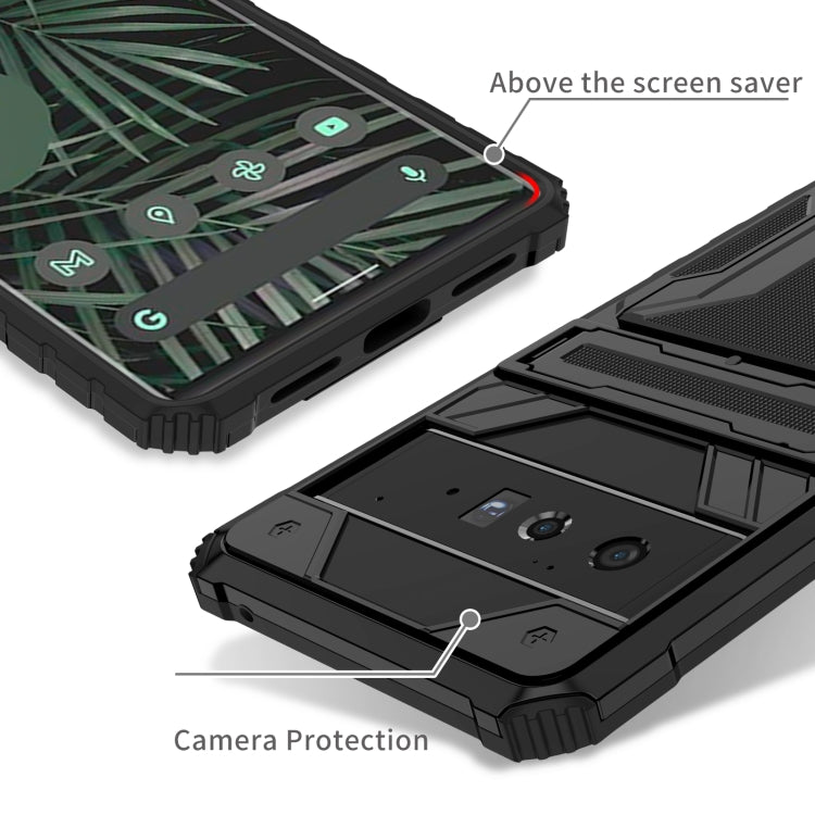 For Google Pixel 6 Pro Armor Card PC + TPU Shockproof Phone Case with Card Slot & Invisible Holder