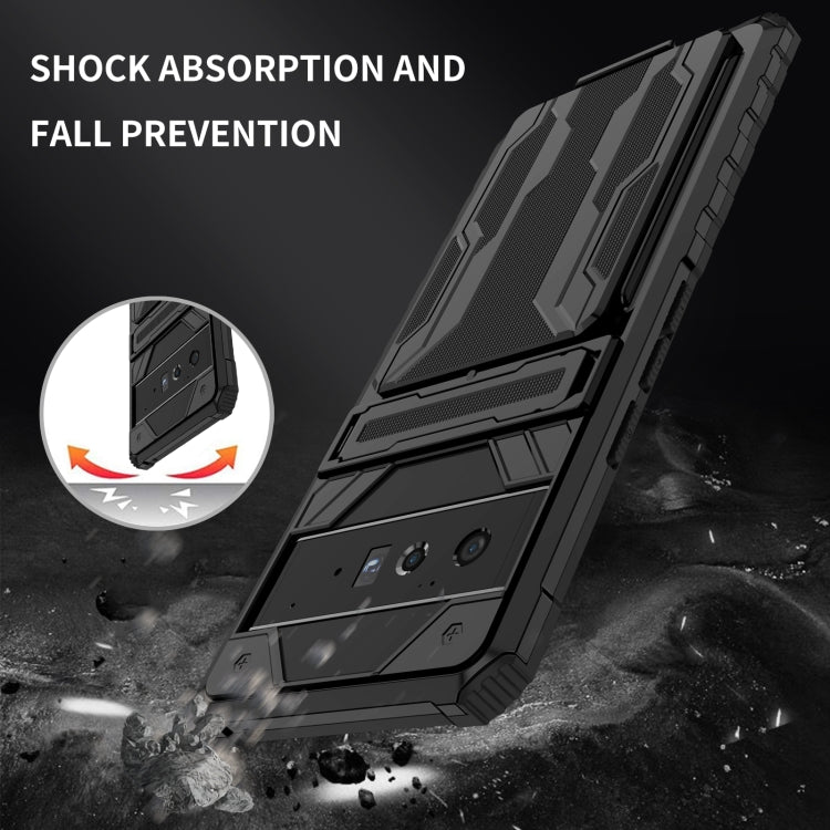 For Google Pixel 6 Pro Armor Card PC + TPU Shockproof Phone Case with Card Slot & Invisible Holder