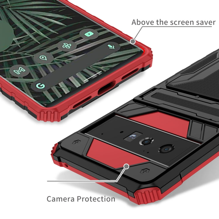For Google Pixel 6 Pro Armor Card PC + TPU Shockproof Phone Case with Card Slot & Invisible Holder