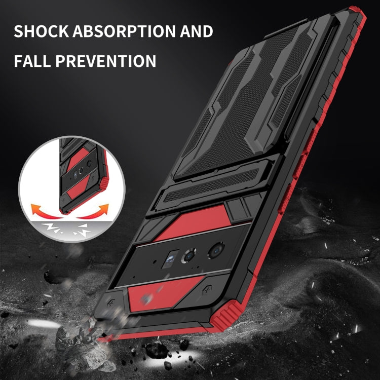 For Google Pixel 6 Pro Armor Card PC + TPU Shockproof Phone Case with Card Slot & Invisible Holder