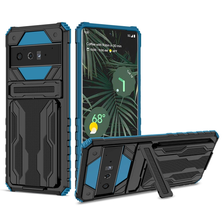 For Google Pixel 6 Pro Armor Card PC + TPU Shockproof Phone Case with Card Slot & Invisible Holder