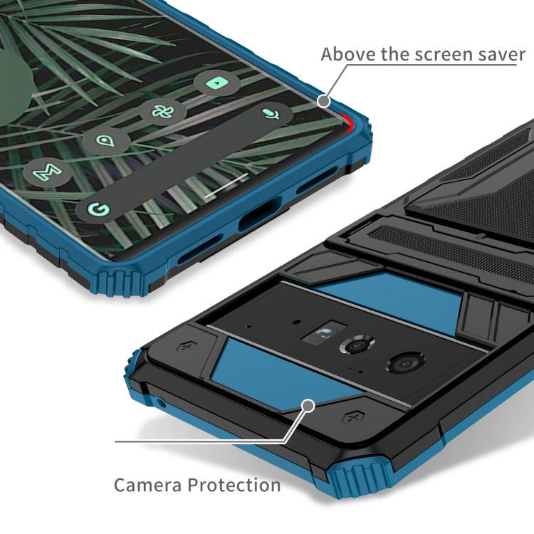 For Google Pixel 6 Pro Armor Card PC + TPU Shockproof Phone Case with Card Slot & Invisible Holder