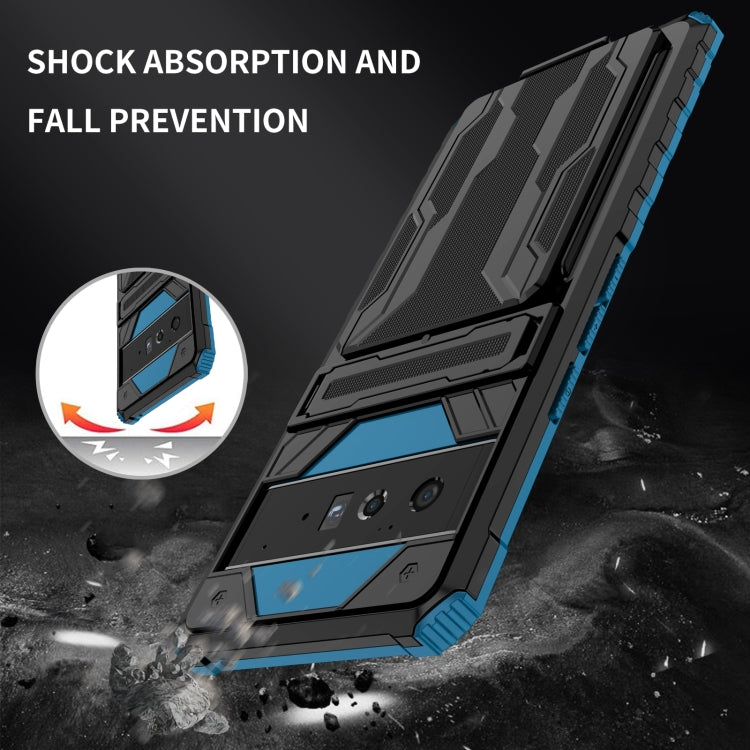 For Google Pixel 6 Pro Armor Card PC + TPU Shockproof Phone Case with Card Slot & Invisible Holder