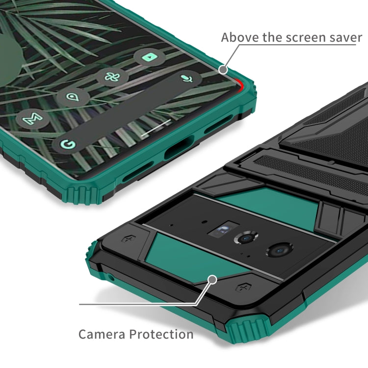 For Google Pixel 6 Pro Armor Card PC + TPU Shockproof Phone Case with Card Slot & Invisible Holder