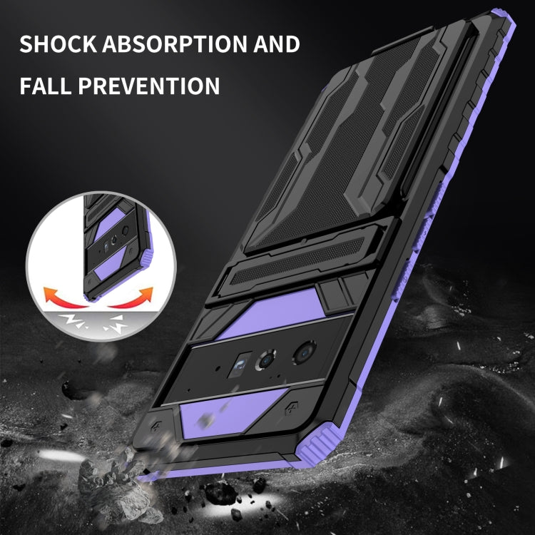 For Google Pixel 6 Pro Armor Card PC + TPU Shockproof Phone Case with Card Slot & Invisible Holder