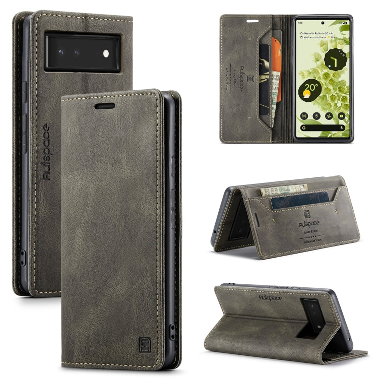 For Google Pixel 6 AutSpace A01 Retro Skin-feel Crazy Horse Texture Horizontal Flip Leather Case with Holder & Card Slots & Wallet & RFID