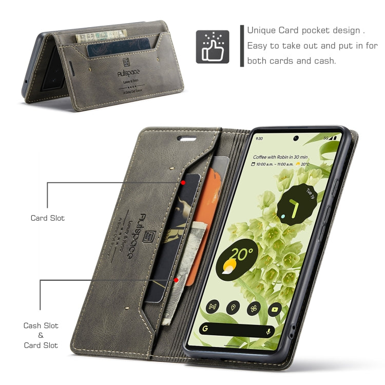 For Google Pixel 6 AutSpace A01 Retro Skin-feel Crazy Horse Texture Horizontal Flip Leather Case with Holder & Card Slots & Wallet & RFID