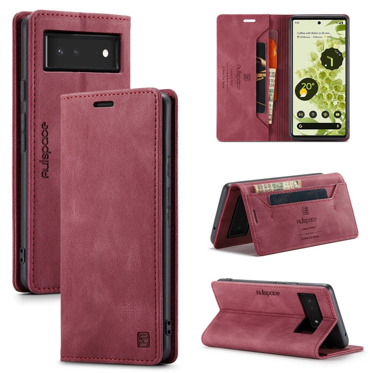 For Google Pixel 6 AutSpace A01 Retro Skin-feel Crazy Horse Texture Horizontal Flip Leather Case with Holder & Card Slots & Wallet & RFID