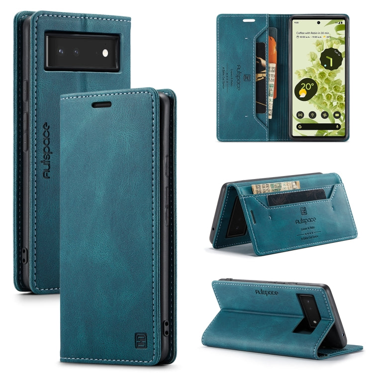 For Google Pixel 6 AutSpace A01 Retro Skin-feel Crazy Horse Texture Horizontal Flip Leather Case with Holder & Card Slots & Wallet & RFID