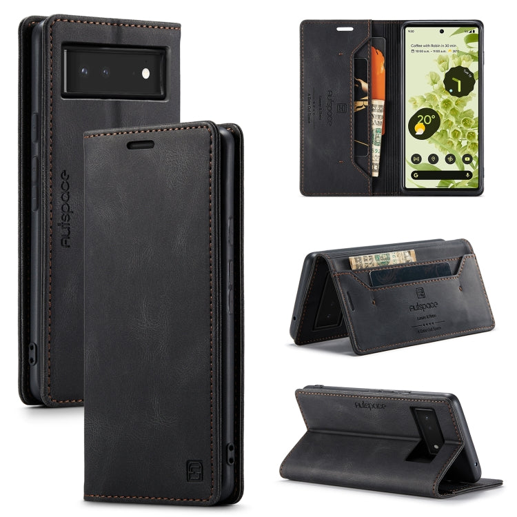 For Google Pixel 6 AutSpace A01 Retro Skin-feel Crazy Horse Texture Horizontal Flip Leather Case with Holder & Card Slots & Wallet & RFID