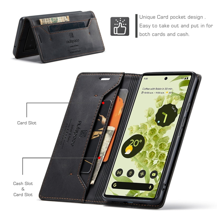 For Google Pixel 6 AutSpace A01 Retro Skin-feel Crazy Horse Texture Horizontal Flip Leather Case with Holder & Card Slots & Wallet & RFID