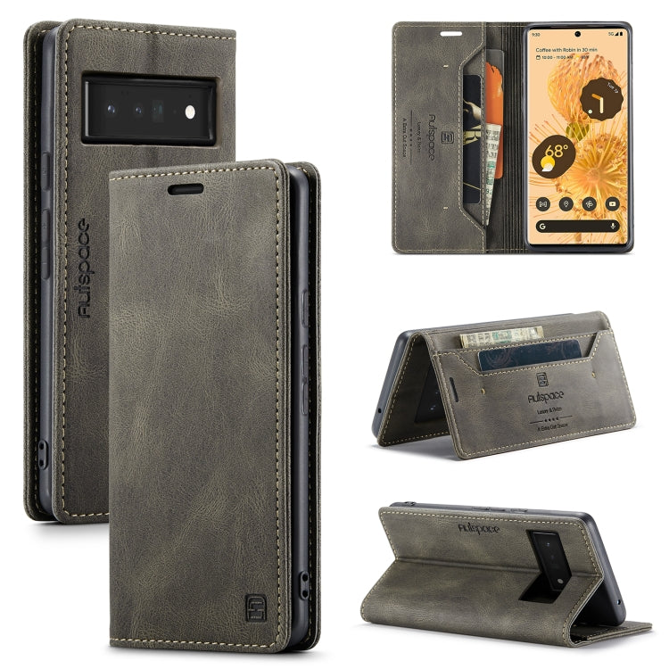 For Google Pixel 6 Pro AutSpace A01 Retro Skin-feel Crazy Horse Texture Horizontal Flip Leather Case with Holder & Card Slots & Wallet & RFID